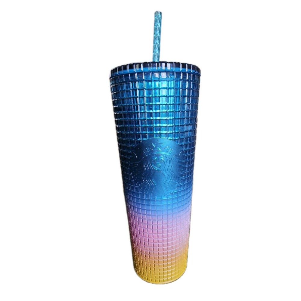 Starbucks Tumbler - 2023 Tim Singleton Pride Cold Cup Rainbow Gradient Grid.